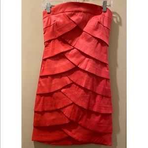 Salmon Colored Textured Strapless Dress Size M